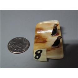 2 Small Ivory puffins on Fossilized Ivory (2)