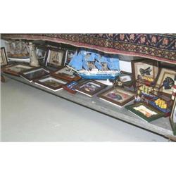 2 sailing ship models, 20 framed decorative items, 2 lighthouses, 5 glass encased ships (8888)