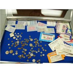 Collection of coins- including 1976 Trans-Alaskan Pipeline medallions; old steel pennies from the wa