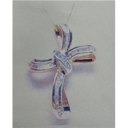 Diamond Cross Pendant and Chain 14 K yellow gold- diamonds are baguette cut approx. 0.50 carats- est