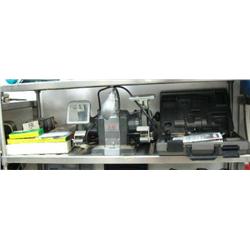 Rotozip spiral saw, new and in box; Kraftsman bench grinder; couple of Kraftsman sanders; assorted w