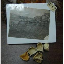 Lot of Eskimo thimbles; historic dog team picture (2)