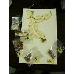 Scrimshawed ivory necklace; 5 ivory pendants (2)