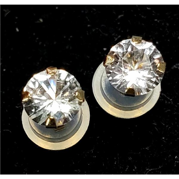 10K Yellow Gold White Sapphire(0.8ct) Earrings, Made in Canada, Suggested Retail Value $400