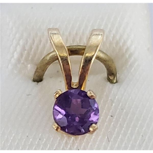 14K Yellow Gold Amethyst 5Mm Pendant, Made in Canada, Suggested Retail Value $160
