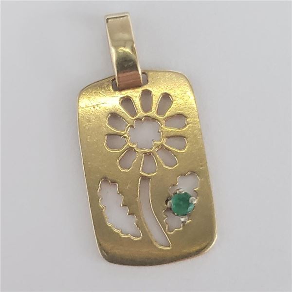 10K Yellow Gold 0.72G Emerald Pendant, Suggested Retail Value $210