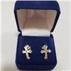 Image 4 : Silver Cross Designed Earrings (~Size 0) (~length 0 inches), Suggested Retail Value $100