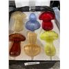 Image 2 : 4in Multi Colour Mushroom Blown Glass Vases