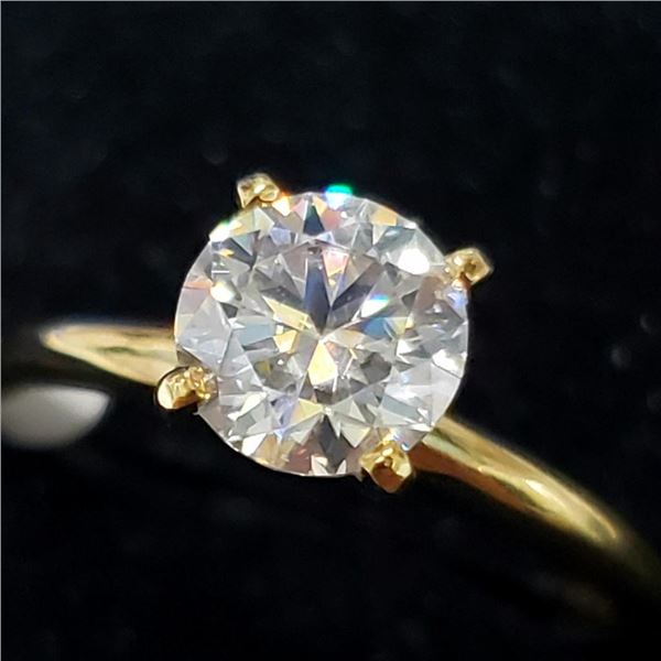 10K Yellow Gold Moissanite(1ct) Ring (~Size 6.5)(Ring is resizable for $40) (~weight 2.33g), Made in