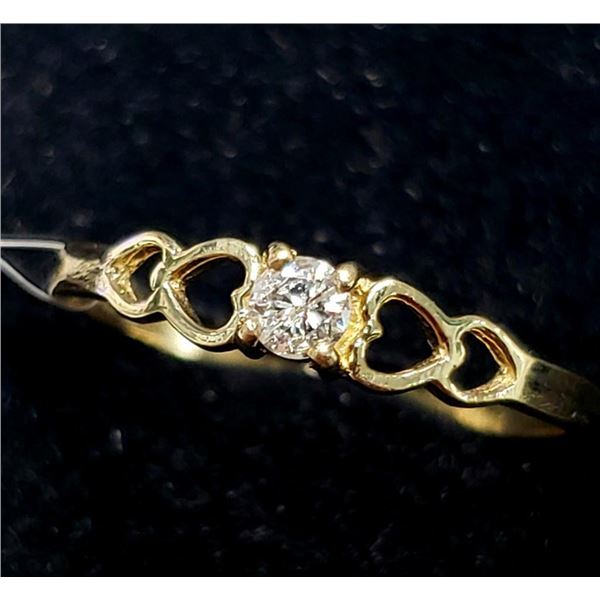 10K Yellow Gold Diamond(0.11ct) Ring (~Size 7)(Ring is resizable for $40) (~weight 1.05g), Made in C