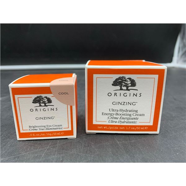 Origins Ginzing Ultra Hydrating Energy Boosting Cream 50ml & Brightening Eye Cream 15ml - LOT of 2