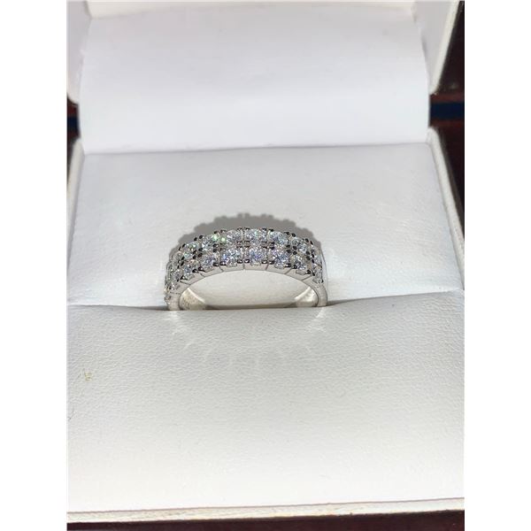 Ladies .925 Silver Multi Gem Stone Moissanite 1.0 Carat nniversary Band with appraisal certificate $