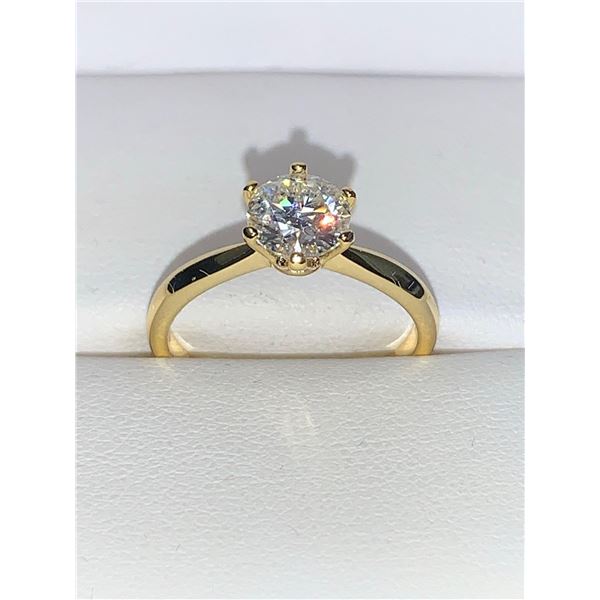 GRA CERTIFIED MOISSANITE WEIGHING AN APPROX. 1.00 CARAT SET IN STERLING SILVER THAT IS GOLD PLATED