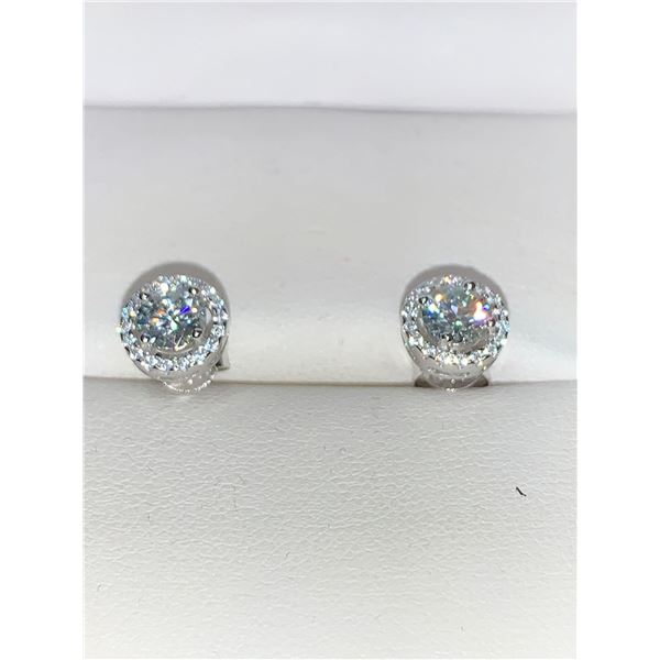 GRA CERTIFIED PAIR MOISSANITE VVS EARRINGS WITH AN APPROXIMATE TOTAL WEIGHT OF 1.00 CARAT WITH A HAL
