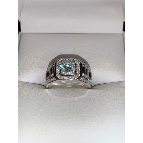 GRA CERTIFIED MOISSANITE VVS D COLOR WEIGHING 1.00 CARATS WITH 84 CUBIC ZIRCONIUM SET IN A HALO AROU