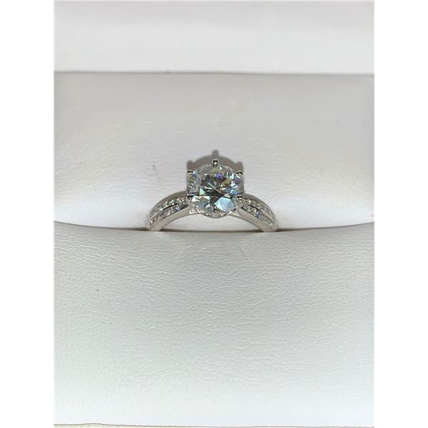 GRA CERTIFIED MOISSANITE VVS WITH CENTER WEIGHING AN APPROX. 2.00 CARAT WITH 13 PER SIDE OF ROUND CU