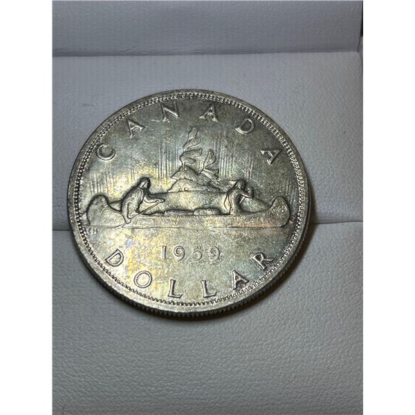 ESTATE ITEM - Vintage Canada 1959 Voyageur Canoe Silver Dollar