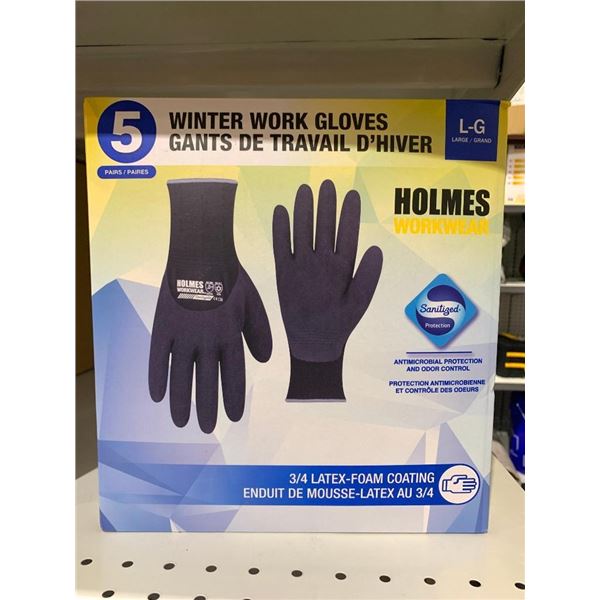 Holmes Winter Work Gloves Size Large 5 Pairs