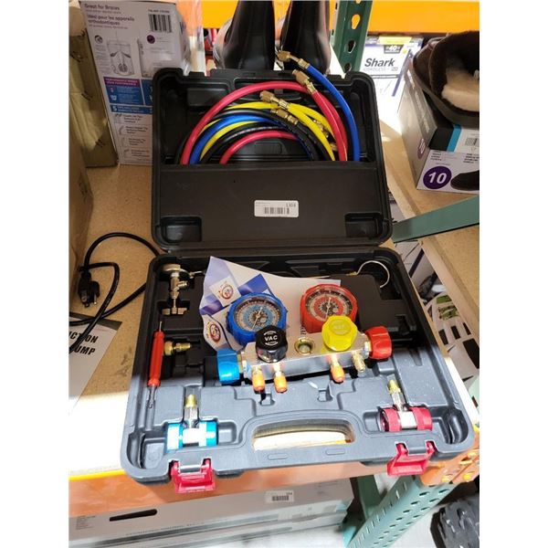 Wisepick 4 Ways AC Diagnostic Tool Kit AC Manifold Gauge Set for R22 R134A R410A, with AC Charge Hos