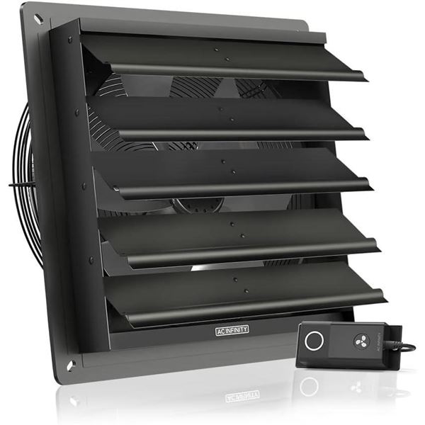AC Infinity AIRLIFT S16, Shutter Exhaust Fan 16" with Speed Controller, EC Motor - Wall Mount Ventil