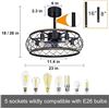 Image 1 : Ohniyou Caged Ceiling Fan with Lights 20" Farmhouse Rustic Ceiling Fans with Remote Control Bladeles