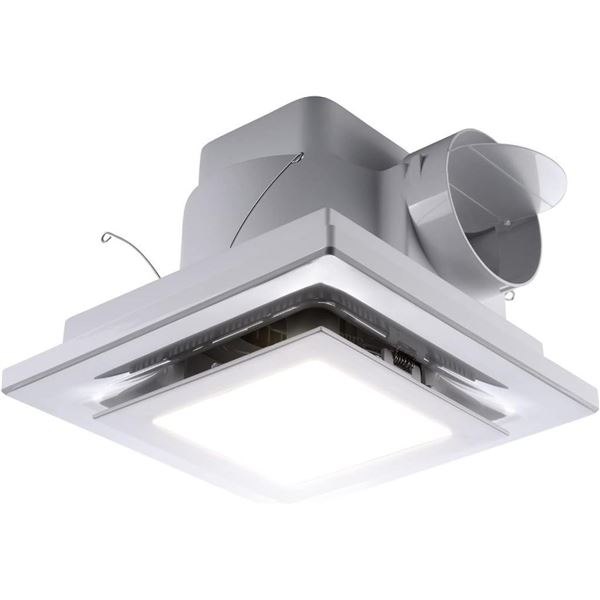 Zeyzer Bathroom Exhaust Fan with LED Light Square Quiet Modern Ceiling Mount Ventilation Fan Combina