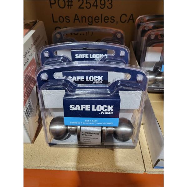 Lot of 3 Weiser Safelock Silver Bed & Bath Door Handles