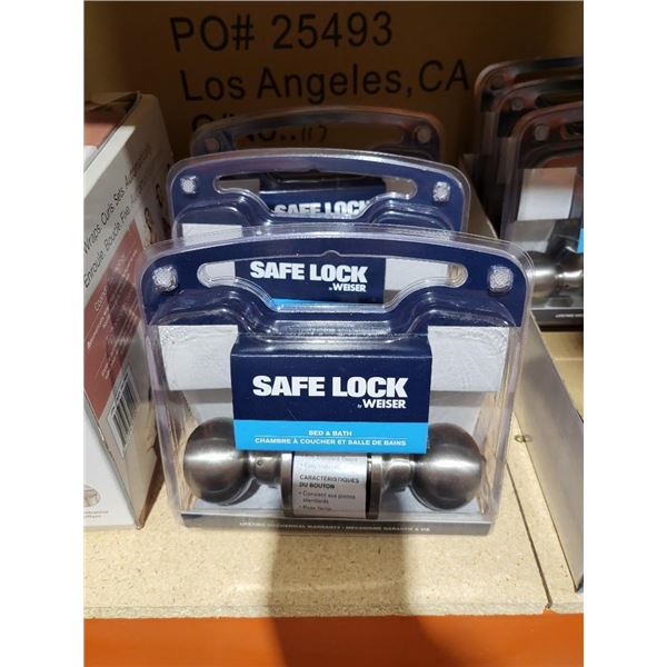 Lot of 3 Weiser Safelock Silver Bed & Bath Door Handles