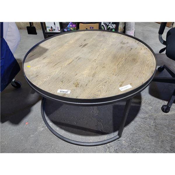 Round Coffee Table 35" Diameter x 20" Height - Wooden Table Top Metal Base