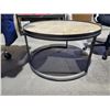 Image 3 : Round Coffee Table 35" Diameter x 20" Height - Wooden Table Top Metal Base