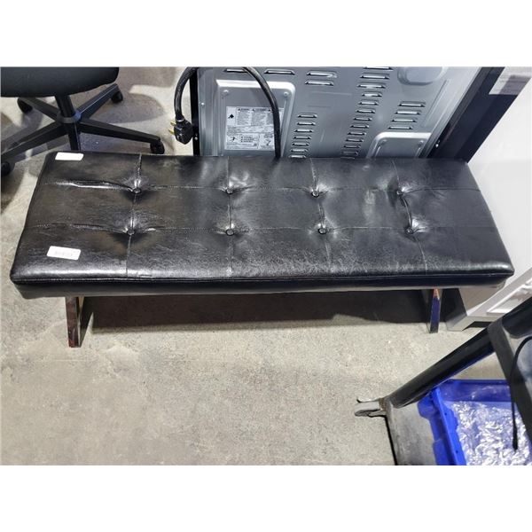 Brown Faux Leather Bench with Silver Metal Base - 48xLx28Dx17"T