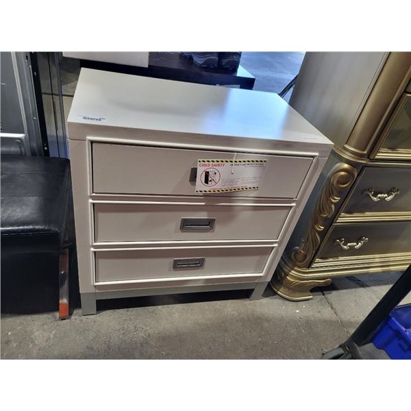 3 Drawer White Side Table