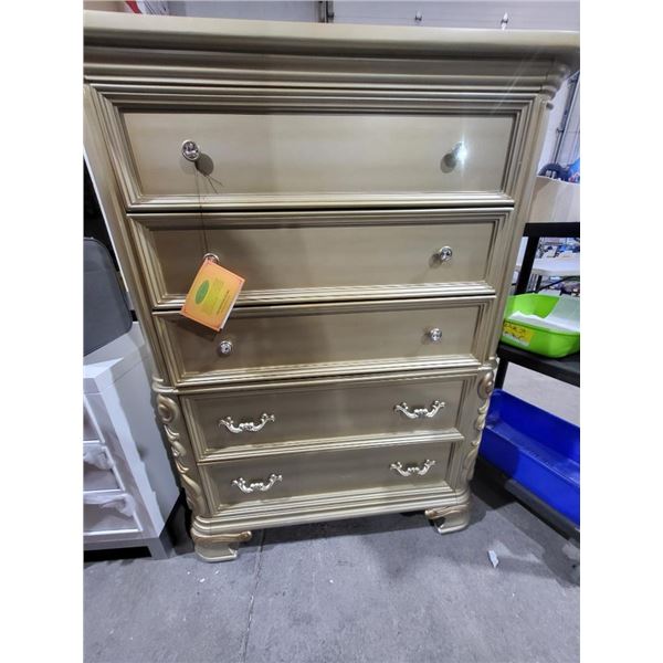 5 Drawer Tall Chest Dresser with Gemstone Handles  42Wx19Dx54"T