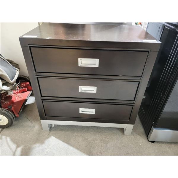 3 Drawer Side Table - 28x17x29" - Expresso Brown