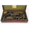 Image 1 : Durs egg Cased Pair Presentation Over Under Flintlock Pistols