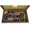 Image 2 : Durs egg Cased Pair Presentation Over Under Flintlock Pistols