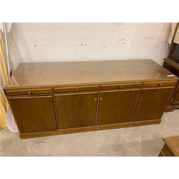 Glass top wooden storage chest