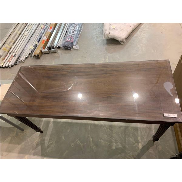 Glass top 2 drawer wooden table