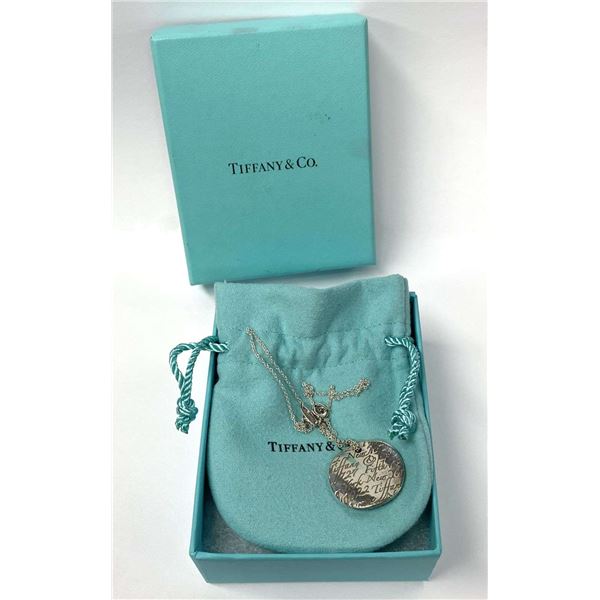 Tiffany & Co. Elsa Peretti Round Wavy Note Pendant Necklace .925 Sterling Silver