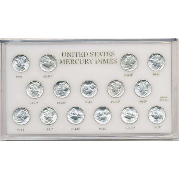 1941-1945-S High Grade Mercury Silver Dime Set (15-coins)