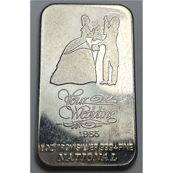 1985 Your Wedding 1 ozt .999 Silver Bar