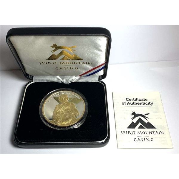 Spirit Mountain Casino NWTM "Martha Jane Sands" Proof 2 ozt .999 Silver W/ 24k Gold