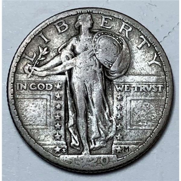 1920-S Standing Liberty Silver Quarter VG