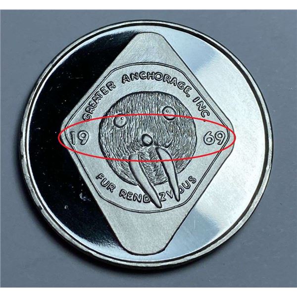 Extremely Rare Vintage 1969 Alaska Mint "Fur Rendezvous" Proof 1 ozt .999 Silver