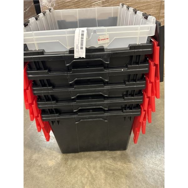6 STACKING TOTES WITH INTERLOCKING LIDS