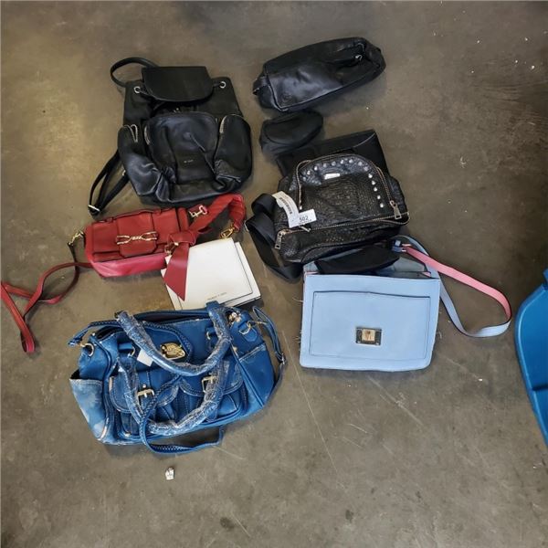 LOT OF ASSORTED LADIES PURSES AND BAGS