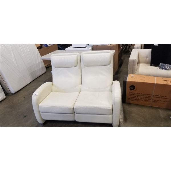 WHITE LEATHER CELLINI LOVE SEAT