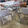 Image 3 : GLASS TOP DINING TABLE W/ 3 ARM CHAIRS