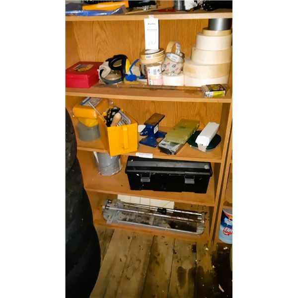 5 Shelves of Assorted Tools and Supplies Cat C