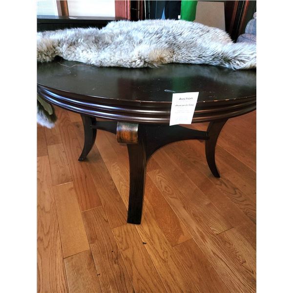 Round Coffee Table and New Zealand Sheepskin Rug Cat A